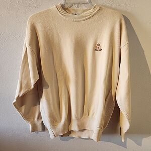 English Sports Shop Bermuda Mens 100% Cotton Beige Crested Crew Sweater X Large